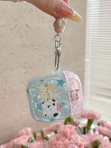 4 耳机保护套，夏季贝壳图案猫狗设计，适用于 Apple 1/2/Pro 保护套，带绑带 - 藍色 - 查看 12