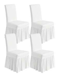 1/2/4件装纯色牛奶丝长裙式椅套，全覆盖防滑耐用可水洗高弹力，易于安装，通用家具保护套，适用于派对、婚礼、宴会、活动、餐饮、庆典等场合。