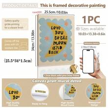 1/3 buc, Tablou de perete pe pânză, Decor de perete înrămat, Decor pentru camera copiilor, Te iubesc până la lună și înapoi, Decor de perete roz, verde, albastru, Cadou pentru bebeluși, Decor pentru creșă, Decor pentru preșcolari, Cadou de ziua de naștere, Decor de sărbători pentru copii