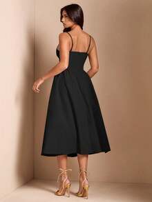 Women's Solid Color Strapless Dress, Inspired By Vintage Style, With A Shaping Bustier Design, Suitable For Everyday Wear Or As A Special Occasion Dress. - 黑色 - 查看 2