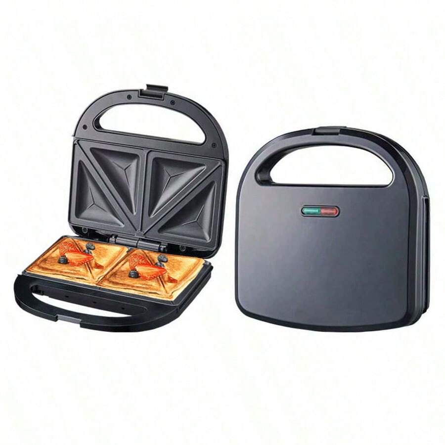 HONGMEI Máquina de sándwiches eléctrica, mini máquina de parrilla para el hogar, adecuada para bistec y hamburguesa, diseño cuadrado, control de temperatura independiente, calentamiento rápido, máquina de sándwiches con calentamiento inteligente - Tipo de Enchufe A USA (110-127V) - Ver 1