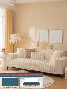 1 件时尚兔毛软沙发垫,奢华简约沙发座套,装饰性沙发保护套,防滑防尘防刮,适用于客厅、卧室、书房、办公室 - 米色 - 查看 21