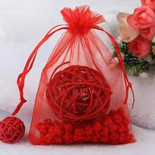2025Organza Gifts Bags Sets Of 50 Drawstring 4x6 Inch Pink For Baby Shower,Girl Birthday,Party Favors,Wedding,Bridal Shower,Graduation,Halloween,Bulk Sheer Fabric Mesh Tie Sack For Jewelry,Candy - 紅色 - 查看 6