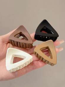 4 件/1 件女式 1.77 英寸/4.5 厘米纯黑色白色卡其棕色三角形小尺寸哑光轻质塑料发夹，时尚百搭高端优雅发爪夹适合日常外出、休闲派对、通勤、海滩、度假、扎头发、马尾辫、发髻、洗脸、化妆、协调服装发夹发夹发夹发夹秋冬女士发饰 - 彩色 - 查看 13