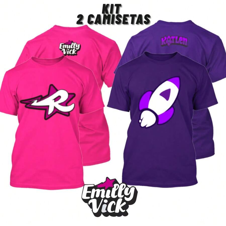 Kit Of 2 Emilly Vick Dos Rosa Katlen T-Shirts, 100% Cotton, Round Neck - Nhiều màu - Xem 1