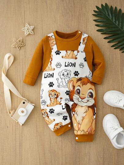 Cartoon Lion Baby Jumpsuit Outfit, Infant Clothing, Spring/Autumn/Winter