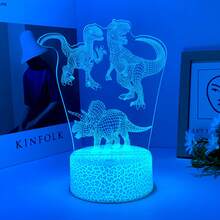 復古恐龍 3D 小夜燈，USB 供電，LED 環境燈，檯燈，床頭伴侶燈。適用於書房、臥室、客廳、遊戲室，聖誕節/新年/生日/節日禮物。 - 彩色 - 查看 6