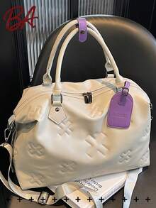 大容量压纹旅行包/手提包，多口袋行李包，独立鞋仓健身包，干湿分离瑜伽包，多功能旅行包，轻便训练包 - 彩色 - 查看 13