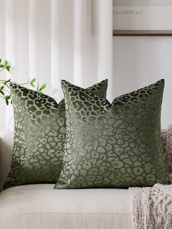 1 pieza (solo funda de almohada, sin relleno) Funda de almohada decorativa cuadrada de terciopelo jacquard con estampado de leopardo, adecuada para sofá, cama, dormitorio, vacaciones, fiestas, regalos, decoración del hogar, todo el año