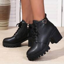 2024 New Stylish Mid-Heel Anti-Slip Boots, Lightweight Korean Version, Warm Lining, Suitable For Autumn/Winter - Black - View 7