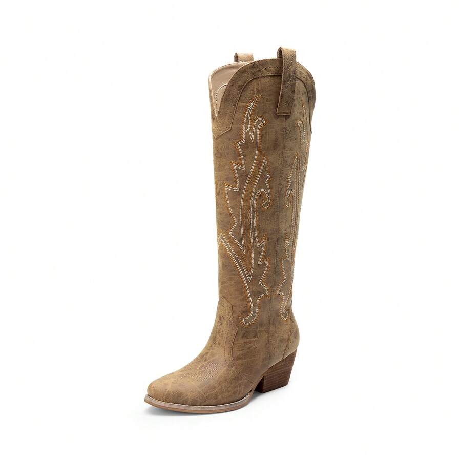 Botas Vaqueras para Mujer hasta Las Rodilla, Cowboy Boots para Dama con Tacón