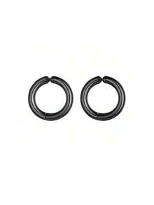 2Pcs Non Piercing Stainless Steel Ear Clips Earrings For Men, Fake Earrings Simple Fashion Hoop Earrings For Daily Wear Accessories