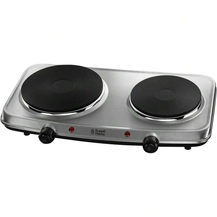Placa de acero inoxidable de 2 quemadores  Russell Hobbs 1500W y 750W con controles de calor variables y patas antideslizantes - cocina - Ver 1