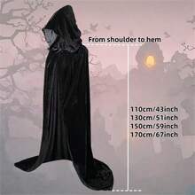 Soft Velvet Cape With Hat, Unisex Clothing Cloak, Black, Red, Purple, Green - Suitable For Parties, Theme Events, And Role-Playing, Easy To Wear And Store, Holiday Costume, Suitable For Halloween, Christmas, And Carnival, Perfect Gift For Role-Playing Enthusiasts 