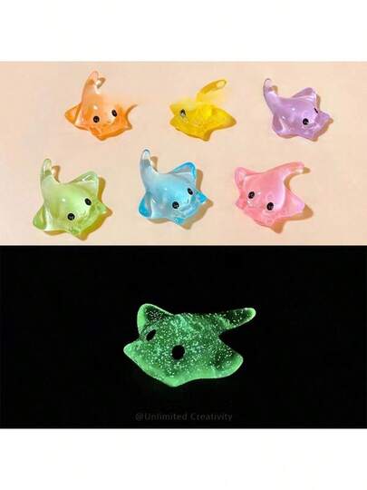 10pcs/20pcs/30pcs Mini Realistic Manta Ray Model, Glow-In-The-Dark Resin Decor, Micro Landscape, Party Favors