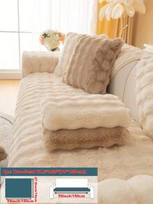 1 件时尚兔毛软沙发垫,奢华简约沙发座套,装饰性沙发保护套,防滑防尘防刮,适用于客厅、卧室、书房、办公室 - 米色 - 查看 19