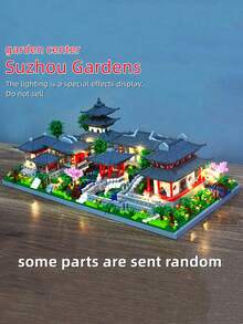 3 合 1 古风 3D 拼图组装小零件积木，创意有趣苏州园林/圆明园/黄鹤楼高难度龙年新建筑益智玩具，非常适合家庭/办公桌装饰和节日礼物。随附包房装饰