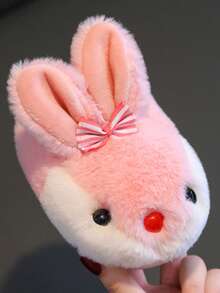 Pantuflas cálidas con diseño de dibujos animados para niñas y bebés en invierno, pantuflas de peluche lindas - Rosa - Ver 7