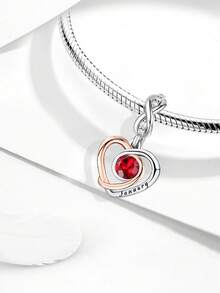 1个925纯银爱心月份吊坠，适合DIY手链，女士饰品 - 銀色 - 查看 2