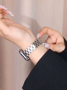 1 条窄款女士银色金属 表带，适用于 Ultra 3/2/1 系列 SE/S10/S9/S8/S7/S5/S4/S3，14 毫米可拆卸三链式金色，适合日常佩戴、派对、旅行、送给女朋友的礼物， 38/40/41 毫米、44/45/46/49 毫米智能手表配件 - 銀色 - 查看 6