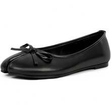 Women's Tabi Shoes Flats Split Toe Janpanese Ballet Flats Cute Black Bowknot Ballerina Shoes-2025 - Brown Cow - 查看 11