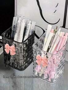 Transparent Desktop Pen Holder & Storage Box, Desk Organizer For Students, Office, Home Use