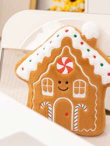 1 szt. Dekoracyjna poduszka na sofę z motywem piernikowego ludzika i domku, wzór płatka śniegu do pokoju dziewczynki