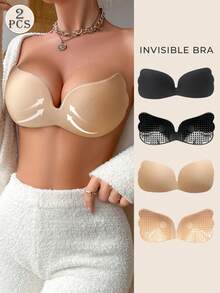1/2 Pcs Sticky Push Up Bra – Strapless & Backless Self-Adhesive Bra For Women, Breathable & Invisible Support For Dresses, Wedding Gowns & Summer Outfits