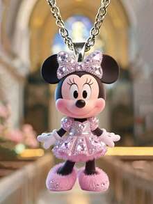 Disney 1件迪士尼项链，2D亚克力可爱吊坠项链，时尚毛衣链，生日派对经典礼物（随机链款） - 彩色 - 查看 2