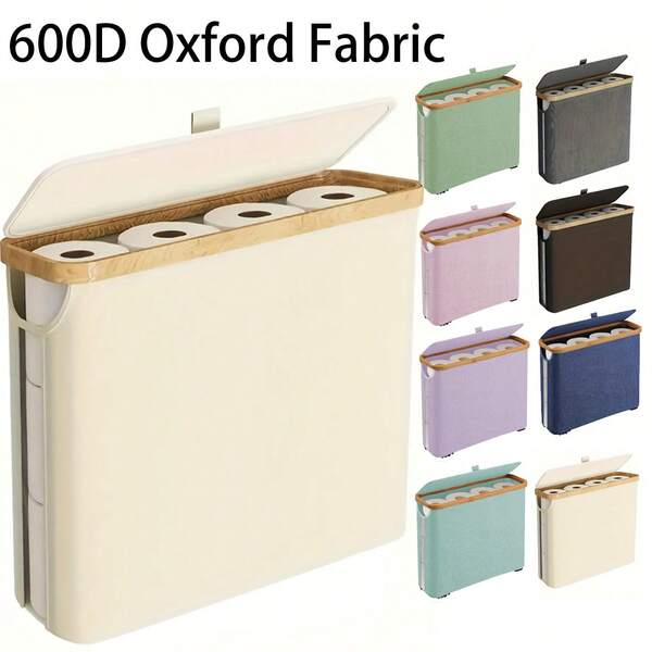 1 Stück Toilettenpapier Aufbewahrungsbox, Taschentuchbox, Papierhandtuchhalter, faltbares Badezimmer Accessoire, Wäschekorb, 600D Oxford Stoff, Bambusrahmen und 4 Stützstangen, rutschfeste Basis, geeignet für Zuhause, Schlafzimmer, Badezimmer, Toilettenpapier, Rollenpaier, Spielzeug Organizer, Halloween, Weihnachten, Herbst Badezimmer Accessoire