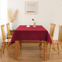 Faux Linen Rectangle Tablecloth - Wrinkle And Stain Resistant Washable Table Cloth For Kitchen Dining Room Holiday Table Cover For Dinner, Red, 54 X 120 Inch - Red120x54Rectangular - View 8