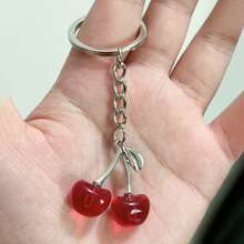 Cherry Shaped Simulation Keychain, Creative Fruit Design Keyring For Decoration, Cartoon Y2K Backpack Accessories Valentine's Day Valentines Car Accessories Bag Charm School Letter Cute Goth Halloween Accessories Teachers Day - Multicolor - View 2