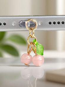 1pc Red Cherry Pendant Silicone Dust Plug Charm For Phone Charging Port, Fits Lightning & Type-C Charging Socket Decoration