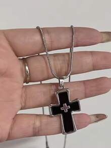 Y2K Cross Stainless Steel Chain Necklace With Ins Style Dark Gothic Punk Style Niche Design Unique And Spicy Style - Cross - View 6
