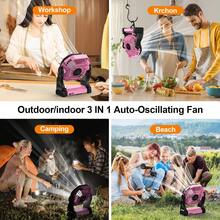 Cold Air Battery Powered Fan With LED Lantern, 20000mAh Dual Motor Camping Fan, 4-Speed Adjustable Desktop Fan With Hook, Portable Outdoor Fan, Suitable For Tents, Power Outages, And Construction Sites - Hồng - Xem 5