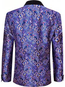 Barry.Wang Blazer For Men Paisley Sport Coat Lightweight Suit Jacket Regular Tuxedo Flower Mardi Gras Carnival Gift