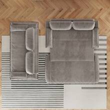 73.2" Queen Pull Out Sofa Bed,3-In-1 Convertible Sleeper Sofa, Multi-Functional Velvet Loveseat Bed - Grey - View 6
