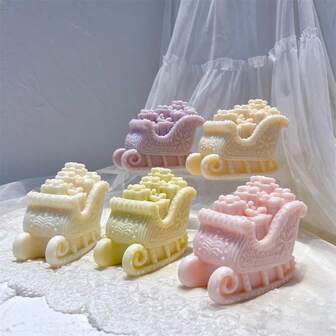 Santa's Sleigh Christmas Silicone Mold With Gift Boxes Christmas Sled Candle Mold Christmas Decoration Soy Wax Mould Christmas Gift
