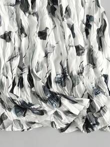 Women's Fashionable Printed Pleated Skirt, Versatile And Elegant Loose Fit, Slimming - 黑與白 - 查看 6