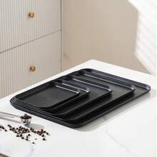 Plateau noir très attrayant, assiette de maison d'hôtel, rangement de cuisine de luxe léger, assiette à thé, assiette de barbecue, cantine, plateau de service d'hôtel, assiette à collation, plateau de décoration pour fête, mariage et vacances