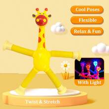 Decoración navideña: Set de 4 juguetes de jirafa que brillan en la oscuridad con ventosa telescópica de colores aleatorios, juguetes anti-estrés para adolescentes y adultos, regalos de cumpleaños/festividades, juguetes divertidos - multicolor - Ver 8