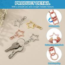 20/40/70个金属弹簧扣钥匙扣，4色旋转钩钥匙圈，带链条和开口环，适用于DIY工艺品、包包装饰、钥匙扣配件