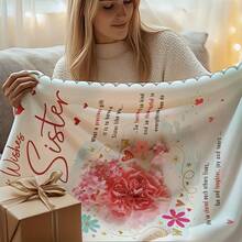 Heartfelt Sister's Gift,Modern Style, Versatile,Super Soft Flannel Printed 3D Blanket, As Birthday Gifts, Family, Wedding, Souvenir Blankets, Polyester Blankets Suitable For All Seasons, Washable, Machine Washable, Lightweight, Breathable, Comfortable, Warm, Unique, 280gsm For Him, Her Personalized Ideal Gifts For Her,Perfect Nap, Camping, Travel, Home, Daily Life, Office Decoration, Birthday, Anniversary, Valentine's Day, Thanksgiving, Christmas, Halloween, Wedding, New Year Gifts ,Sofa,Bed,Car,Bedroom,Living Room,Office,  Outdoor Camping, Beach,Wall Decoration - 多色13 - 查看 5