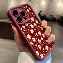 红色雏菊图案手机壳，兼容 16 Pro Max、16 Pro、11 Pro Max、15、14 Plus、13、12、16、XS Max、15 Pro、XR、15 Pro Max、14、13 Pro、12 Pro Max，TPU材质，防震软壳，也适用于其他系列机型，国际版，不适用于国内版。 - 彩色 - 查看 4