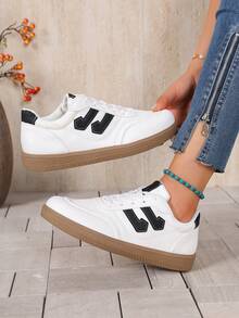 Women's Casual Lace-Up Flat Athletic Sneakers For Daily Wear And Leisure
