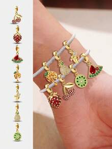 1pc 925 Sterling Silver Pineapple Pendant, Suitable For Women Bracelet, Bangle DIY Jewelry Making And Daily Accessories Decoration - Gold - View 3