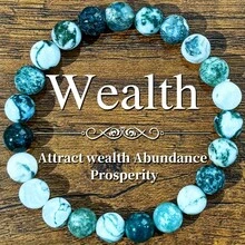 Pulsera elegante de cuentas de ágata de musgo, piedras redondas y lisas en tonos verde-blanco, ajuste elástico que se adapta a diferentes tamaños de muñeca, perfecta para un uso diario relajado que muestra delicadeza, joyería versátil para atuendos casuales