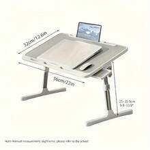 Ergonomic Lap Desk With 5-Level Height Adjustment, 56cm Bed Study Table For Spine Comfort, Foldable Density Board Workstation For Adults/Students - Bạc - Xem 2