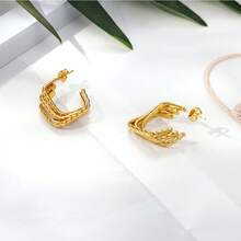 1 Pair Minimalist Multi-Layer Stainless Steel Earrings, Versatile For Women Daily Wear And Dates