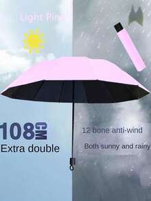 Extra Large 12 Ribs Black Windproof Waterproof Folding Umbrella For Business Men's & Women's Travel, Reinforcement Umbrella For Both Rainy And Sunny Day For Windproof Travel Umbrella, Aluminum Shaft, Auto-Black, Lightweight, Strong UV Protection, Foldable, Compact, Portable, Auto Open, Rainproof, Sunshade Umbrella For Women Umbrella Rainproof Windproof